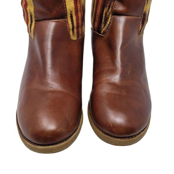 Reef Santa Marta Leather Tapestry Tall Boots 7 Brown Multicolor Western Festival - Picture 6 of 13